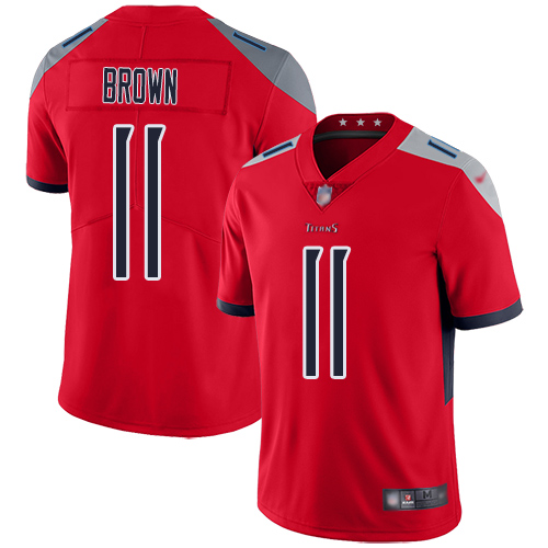 Men's Tennessee Titans #11 A.J. Brown Red Inverted Legend Stitched Football Jersey